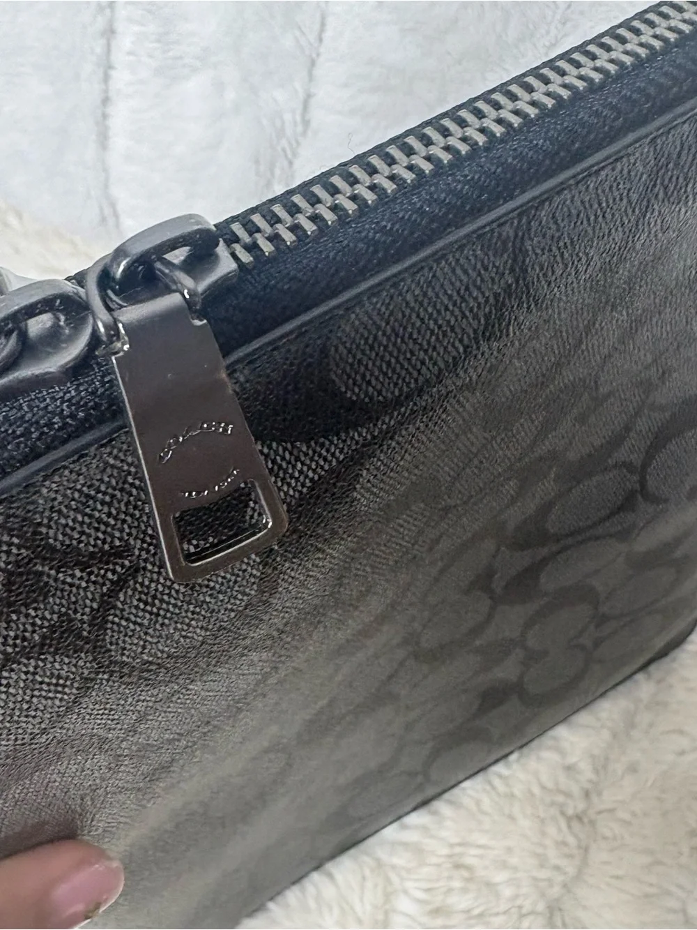 Coach Black Signature Laptop Sleeve with Embossed Logo black notebook case tech